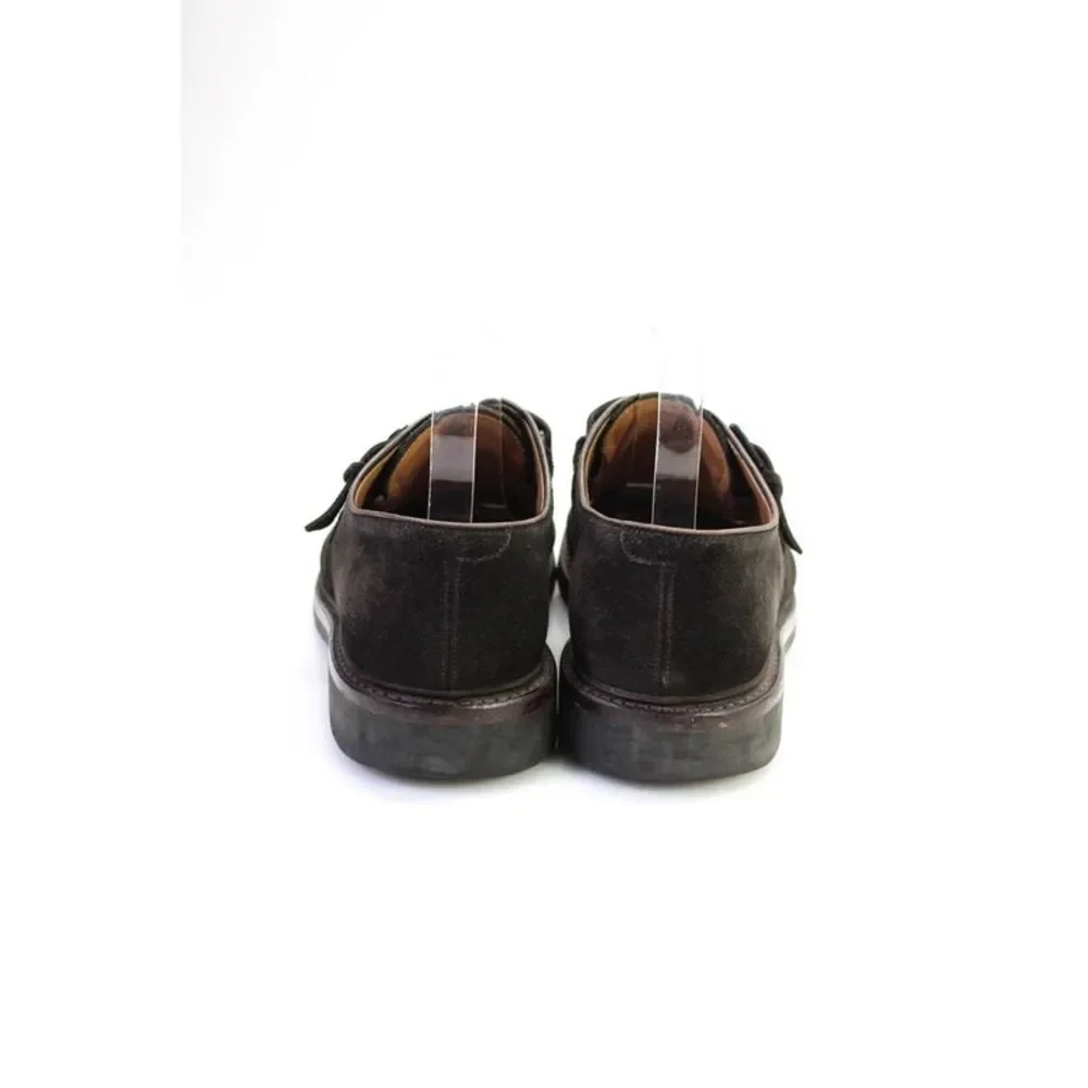 Heschung Mens Suede Buckled Strap Low Heeled Slip On Loafers Brown Size 8.5_3